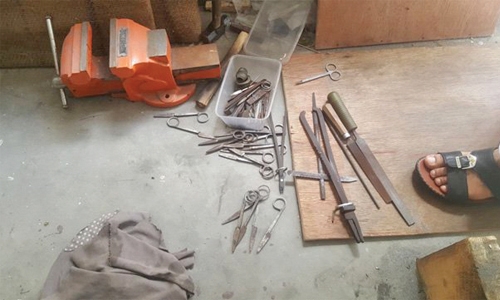 Workshop assembling used surgical tools shut Workshop assembling used surgical tools shut