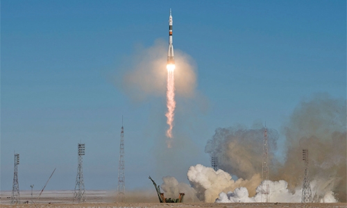 Two rookie astronauts, cosmonaut blast off to ISS