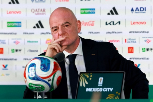 Infantino addresses a press conference in Mexico City