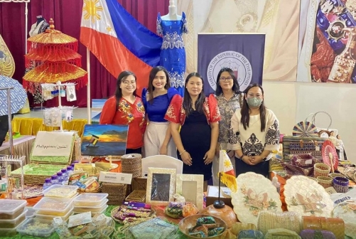 Filipino handicraft items, native delicacies at bazaar