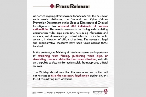 Qatar Arrests 313 for Spreading Misinformation Online