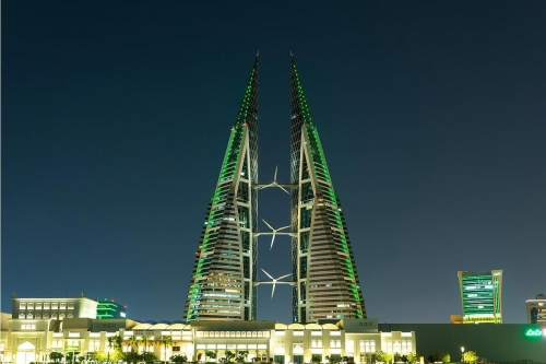 Bahrain Turns Green for Saudi National Day Bahrain Turns Green for Saudi National Day