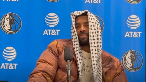 NBA star Kyrie Irving wearing keffiyeh in solidarity with Palestinians