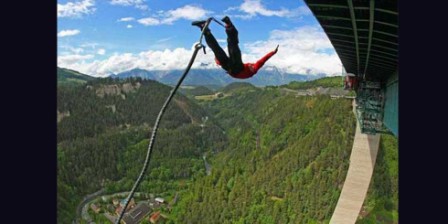80-year-old bungee jumps off one of Europe's highest bridges 80-year-old bungee jumps off one of Europe's highest bridges