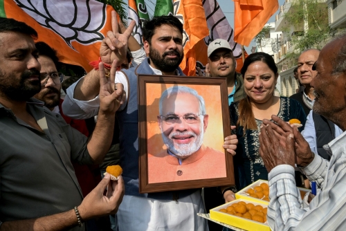 India’s Modi celebrates as party set for big win in state vote