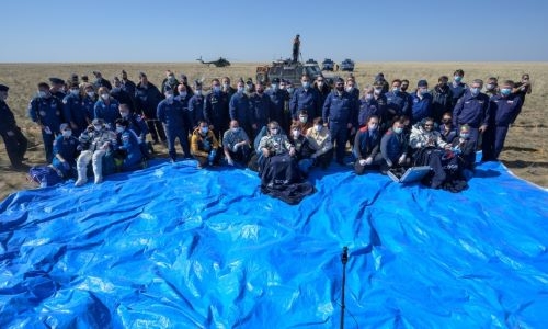 Three space station crew members land safely on Earth Three space station crew members land safely on Earth