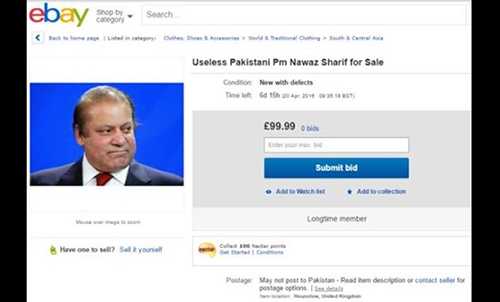 'Useless' Pakistani PM put up for sale on eBay 'Useless' Pakistani PM put up for sale on eBay