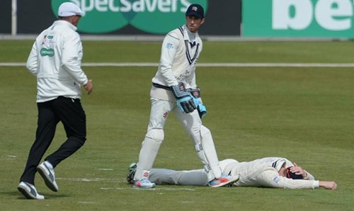 Voges in hospital after being hit on head