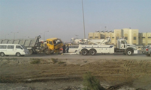 Trailers accident in Sitra Trailers accident in Sitra