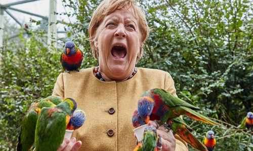 Angela Merkel screams on being bitten by parrot in Germany; pic goes viral