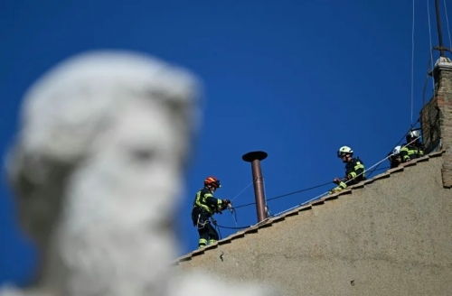 Vatican chimney installed ahead of papal conclave 