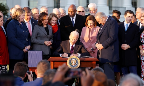 Joe Biden signs $1 trillion US infrastructure bill into law